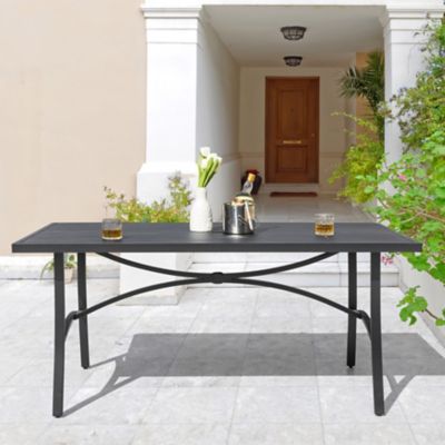 Image showing  Outdoor Aluminum Dining Table with Umbrella Hole