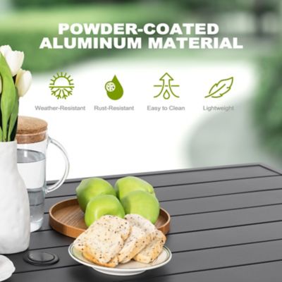 Image showing 6 th Nuu Garden Outdoor Aluminum Dining Table with Umbrella Hole