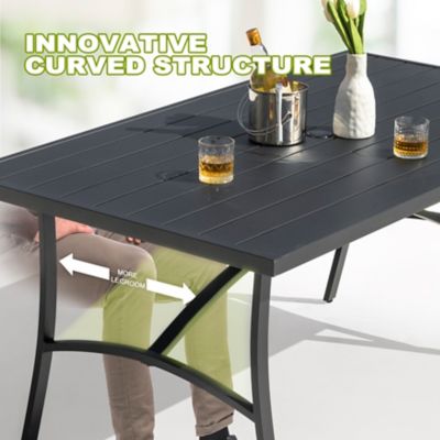 Image showing 8 th Nuu Garden Outdoor Aluminum Dining Table with Umbrella Hole