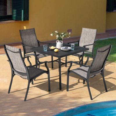Nuu Garden Outdoor 5-Piece Patio Aluminum and Textilene Dining Set with Umbrella Hole