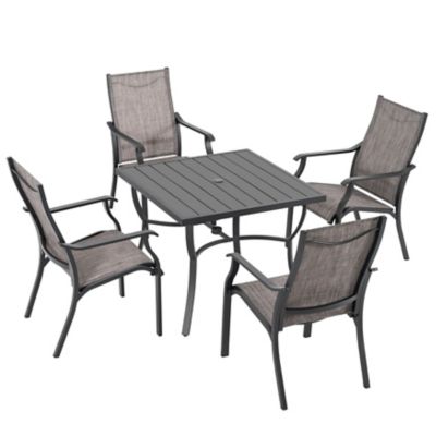 Image showing  Outdoor 5 pc. Patio Aluminum and Textilene Dining Set with Umbrella Hole