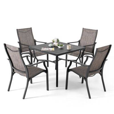 Image showing  Outdoor 5 pc. Patio Aluminum and Textilene Dining Set with Umbrella Hole