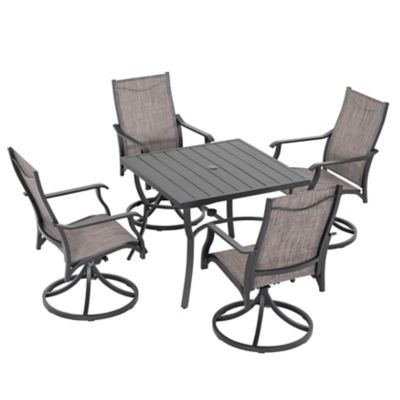 Image showing  Outdoor 5 pc. Aluminum Dining Set with Textilene Swivel Chairs