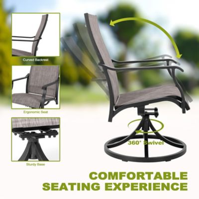 Image showing  Outdoor 7 pc. Dining Set with Textilene Stationary and Swivel Chairs