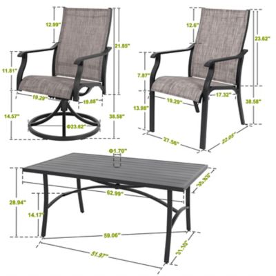 Image showing 5 th Nuu Garden Outdoor 7 pc. Dining Set with Textilene Stationary and Swivel Chairs