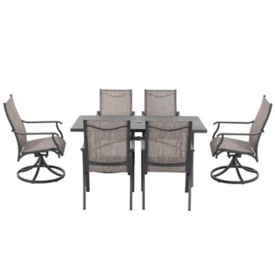 Image showing 9 th Nuu Garden Outdoor 7 pc. Dining Set with Textilene Stationary and Swivel Chairs