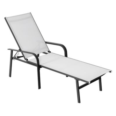 Image showing  Outdoor Patio Textilene Aluminum Lounge Chair with 6-Position Backrest