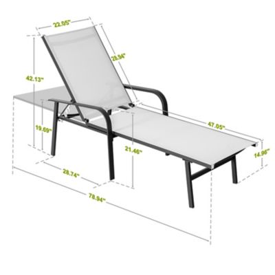 Image showing 5 th Nuu Garden Outdoor Patio Textilene Aluminum Lounge Chair with 6-Position Backrest