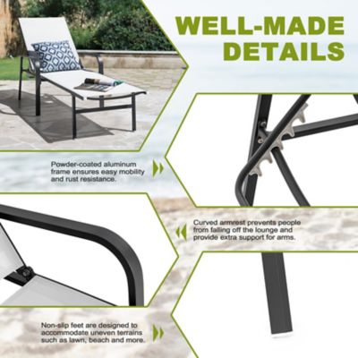 Image showing 8 th Nuu Garden Outdoor Patio Textilene Aluminum Lounge Chair with 6-Position Backrest
