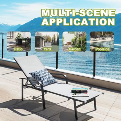 Image showing 9 th Nuu Garden Outdoor Patio Textilene Aluminum Lounge Chair with 6-Position Backrest