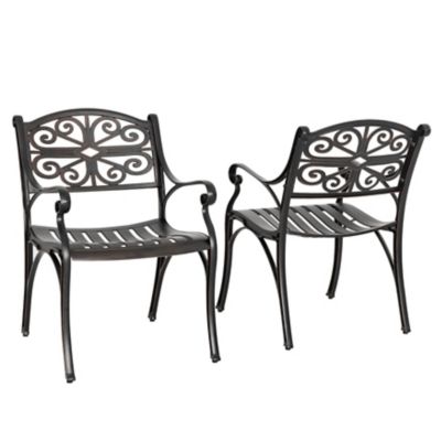 Image showing  Outdoor Cast Aluminum Dining Chairs of 2, Bistro Chairs with Armrests