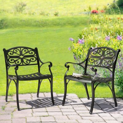 Image showing  Outdoor Cast Aluminum Dining Chairs of 2, Bistro Chairs with Armrests