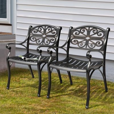 Image showing  Outdoor Cast Aluminum Dining Chairs of 2, Bistro Chairs with Armrests