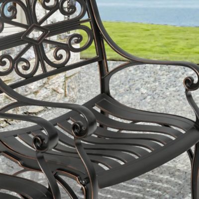 Image showing  Outdoor Cast Aluminum Dining Chairs of 2, Bistro Chairs with Armrests