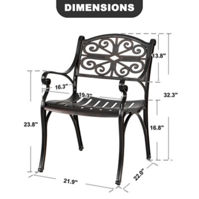Image showing 5 th Nuu Garden Outdoor Cast Aluminum Dining Chairs of 2, Bistro Chairs with Armrests
