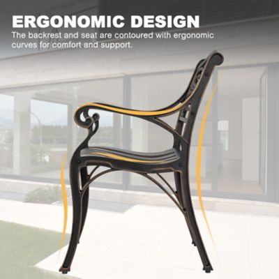 Image showing 6 th Nuu Garden Outdoor Cast Aluminum Dining Chairs of 2, Bistro Chairs with Armrests