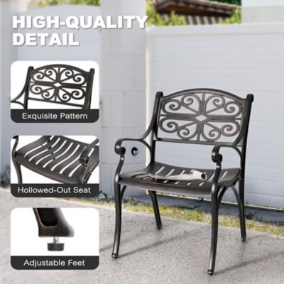 Image showing 7 th Nuu Garden Outdoor Cast Aluminum Dining Chairs of 2, Bistro Chairs with Armrests