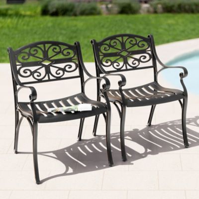 Image showing 9 th Nuu Garden Outdoor Cast Aluminum Dining Chairs of 2, Bistro Chairs with Armrests