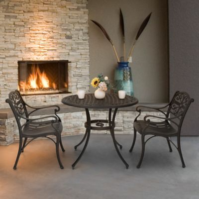 Image showing  Outdoor 3 pc. Cast Aluminum Bistro Set with Umbrella Hole