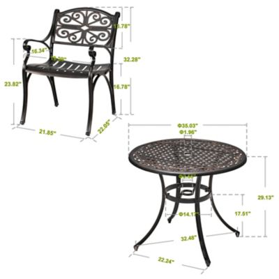 Image showing 5 th Nuu Garden Outdoor 3 pc. Cast Aluminum Bistro Set with Umbrella Hole