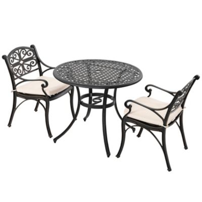 Image showing 4 th Nuu Garden Outdoor 3 pc. Patio Cast Aluminum Bistro Set with Umbrella Hole and Cushions