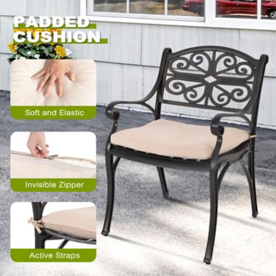 Image showing 6 th Nuu Garden Outdoor 3 pc. Patio Cast Aluminum Bistro Set with Umbrella Hole and Cushions