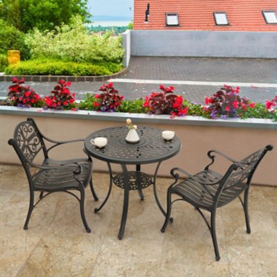 Image showing  Outdoor 3 pc. Cast Aluminum Bistro Set with Umbrella Hole