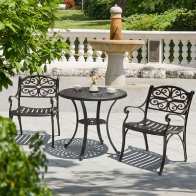 Image showing  Outdoor 3 pc. Cast Aluminum Bistro Set with Umbrella Hole