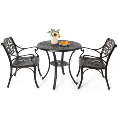 Image showing  Outdoor 3 pc. Cast Aluminum Bistro Set with Umbrella Hole