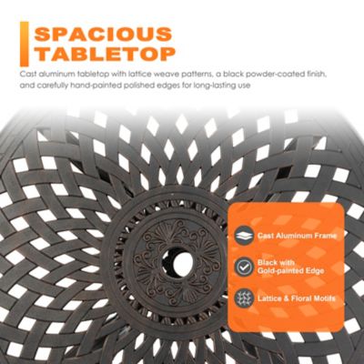 Image showing 6 th Nuu Garden Outdoor 3 pc. Cast Aluminum Bistro Set with Umbrella Hole