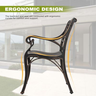 Image showing 8 th Nuu Garden Outdoor 3 pc. Cast Aluminum Bistro Set with Umbrella Hole