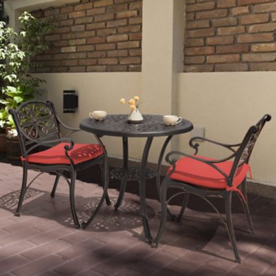 Image showing  Outdoor 3 pc. Cast Aluminum Bistro Set with Umbrella Hole and Cushions