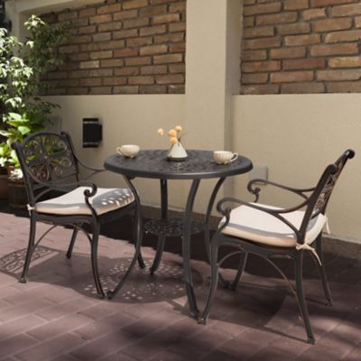 Image showing 3 th Nuu Garden 3 pc. Cast Aluminum Round Outdoor Bistro Set with Cushions and Umbrella Hole