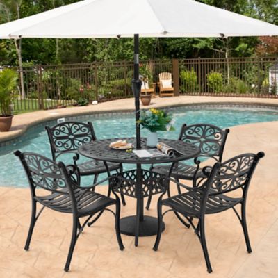 Image showing  5 pc. Cast Aluminum Outdoor Dining Set with Umbrella Hole