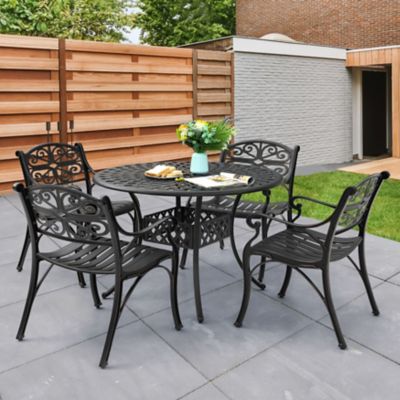 Image showing  5 pc. Cast Aluminum Outdoor Dining Set with Umbrella Hole