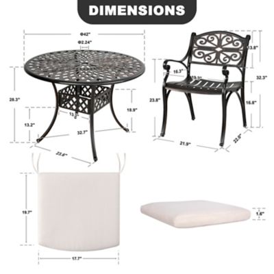 Image showing 5 th Nuu Garden Outdoor 5 pc. Cast Aluminum Dining Set with Umbrella Hole and Cushions