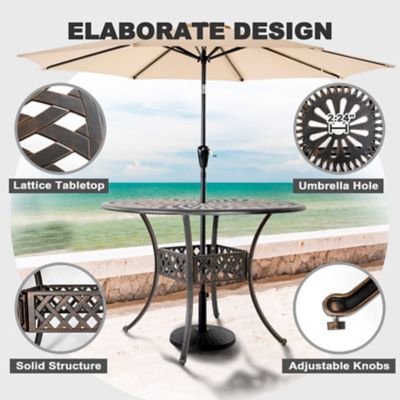 Image showing 7 th Nuu Garden Outdoor 5 pc. Cast Aluminum Dining Set with Umbrella Hole and Cushions