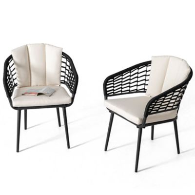 Image showing  Outdoor Woven Rope Chairs with Thick Cushions