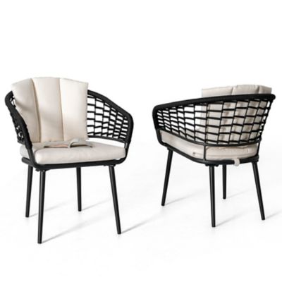 Image showing  Outdoor Woven Rope Chairs with Thick Cushions