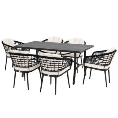 Image showing  Outdoor 7 pc. Rope Dining Set for Lawn Backyard Garden