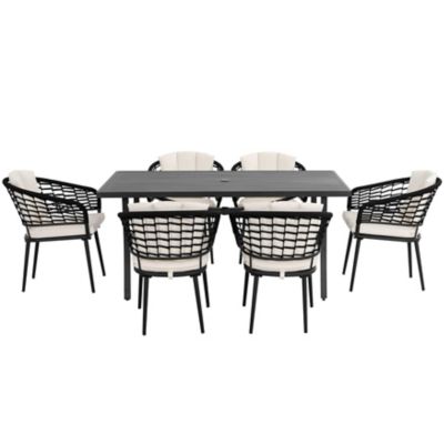 Image showing  Outdoor 7 pc. Rope Dining Set for Lawn Backyard Garden