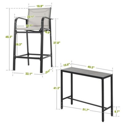 Image showing 5 th Nuu Garden Outdoor Textilene Bar Set with Powder-Coated Iron Frame