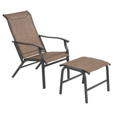 Image showing  Outdoor 2-Piece Breathable Textilene Lounge Chair with Ottoman