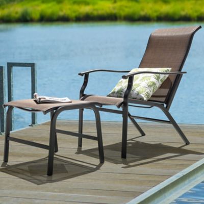 Image showing  Outdoor 2-Piece Breathable Textilene Lounge Chair with Ottoman