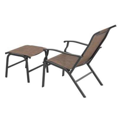 Image showing  Outdoor 2-Piece Breathable Textilene Lounge Chair with Ottoman
