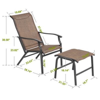 Image showing 5 th Nuu Garden Outdoor 2 pc. Breathable Textilene Lounge Chair with Ottoman