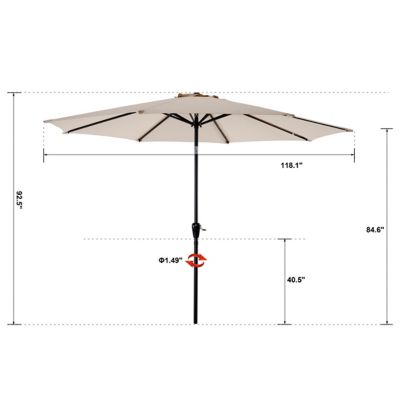 Image showing 5 th Nuu Garden Outdoor Round Patio Vented Umbrella, Crank, Push Button Tilt