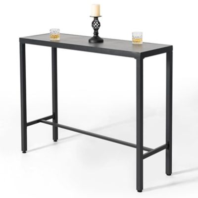 Image showing  Outdoor Iron Bar Table with 3D-Print Tempered Glass Tabletop