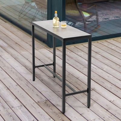 Image showing 6 th Nuu Garden Outdoor Iron Bar Table with 3D-Print Tempered Glass Tabletop