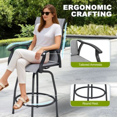 Image showing  Outdoor 2 pc. Textilene Swivel Bar Stools with High Backrest